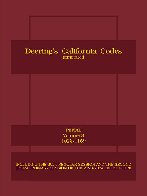 Title details for Deering's California Penal Code, Annotated by Publisher's Editorial Staff - Wait list